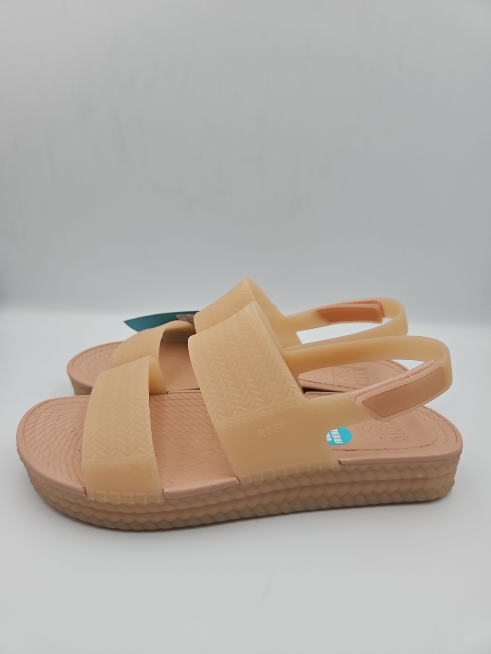 Reef Peach Beaded Slingback Platform Sandals